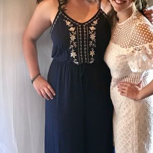 Navy blue casual jumpsuit